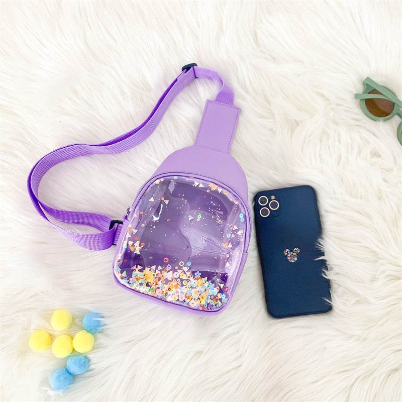 PU Leather Children's Chest Bag -  Quicksand Lightweight Children's Trendy Cool Shoulder Bag