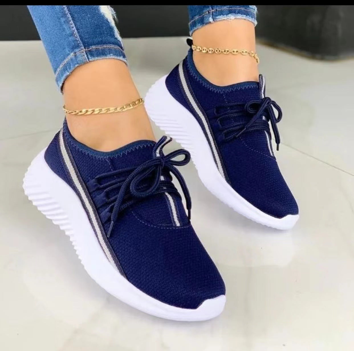 Stripe Sneakers For Women's Sports Shoes