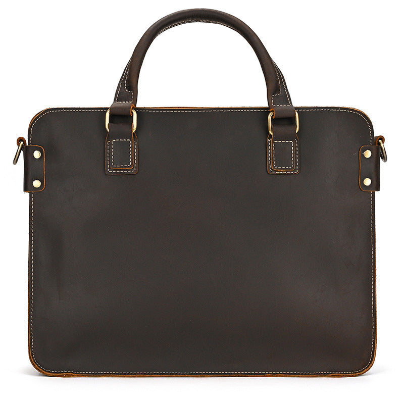 14-inch Commuter Business Briefcase - Retro Crazy Horse Leather Briefcase