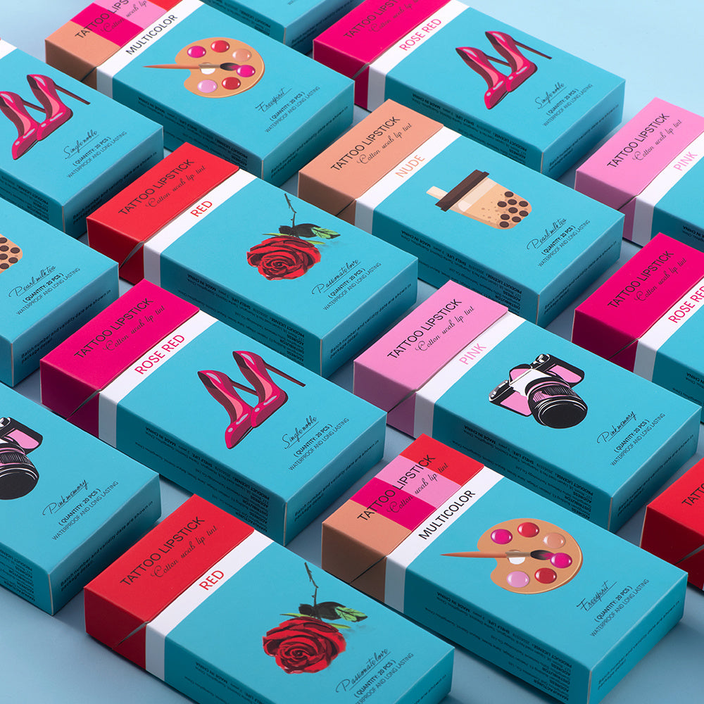 20 Pcs Set Cotton Swab Lipstick - Portable Lipsticks Cosmetics Waterproof Case Lasting Long Liquid Lipstick