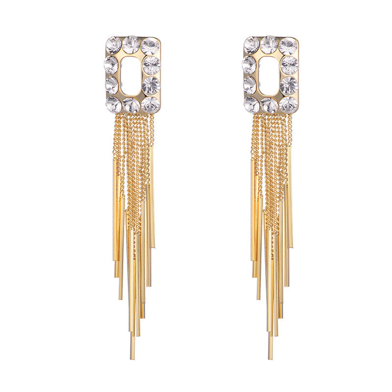 Elegant Zircon Tassel Earrings