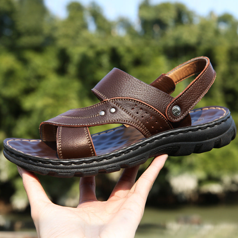 Men's Sandals - Summer Beach Shoes Adjustable Back Strap Design Slippers Slides
