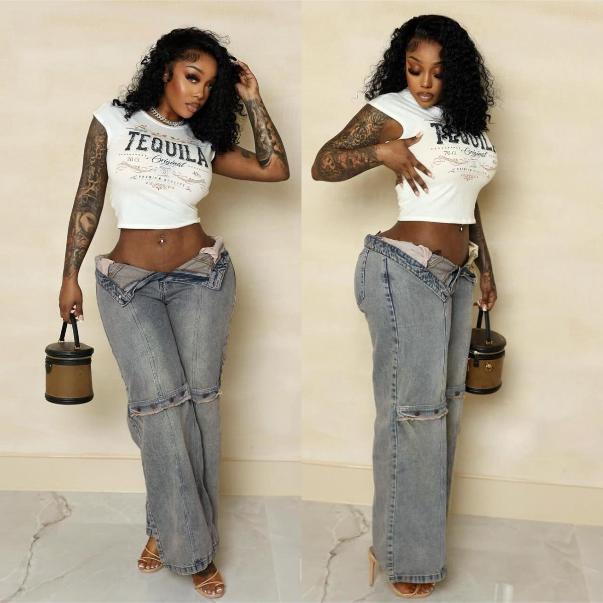 Y2k Baggy Wide Leg Jeans Women - Vintage Streetwear Washed Denim Pants Grunge Basic Slouchy Trousers