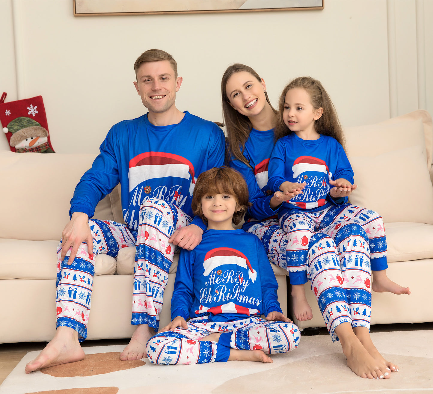 Matching Family Pajamas Sets - Christmas PJ's Letter Print Top And Plaid Pants Jammies Sleepwear