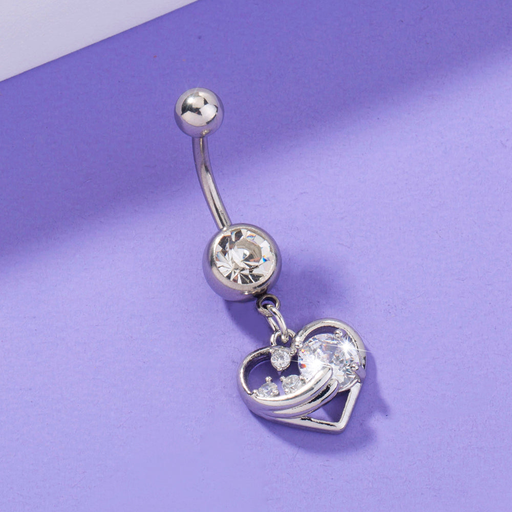 Stainless Steel Heart Navel Nail - Human Body Piercing Jewelry Woman