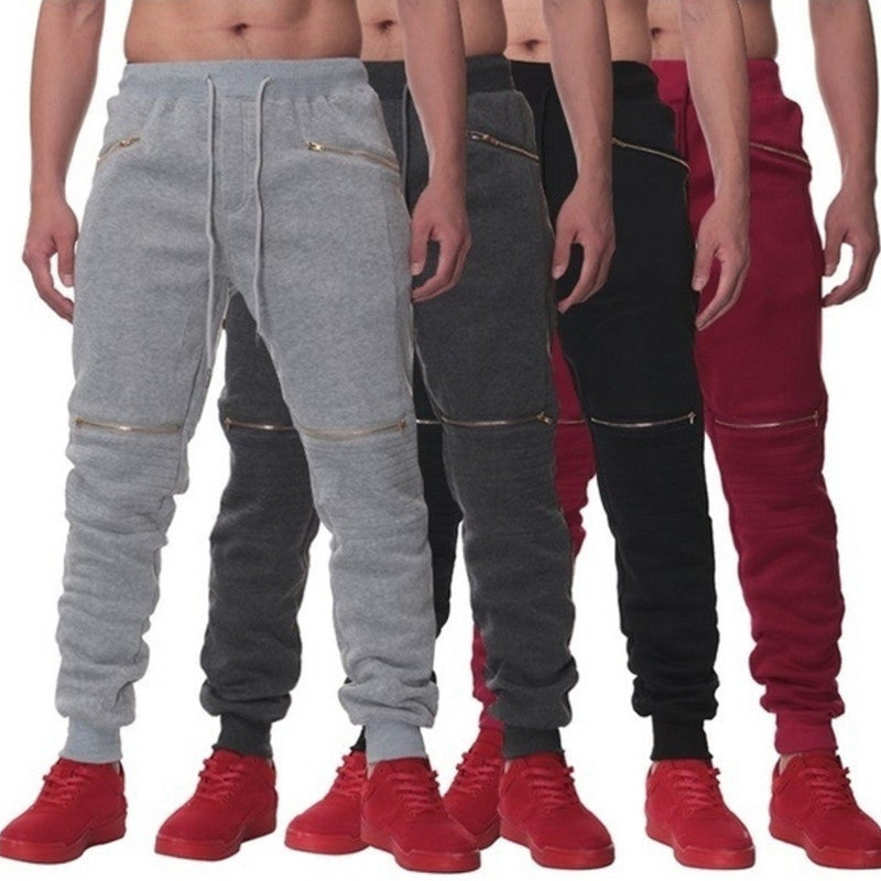 Men's Sports Pants With Double Pockets And Zip