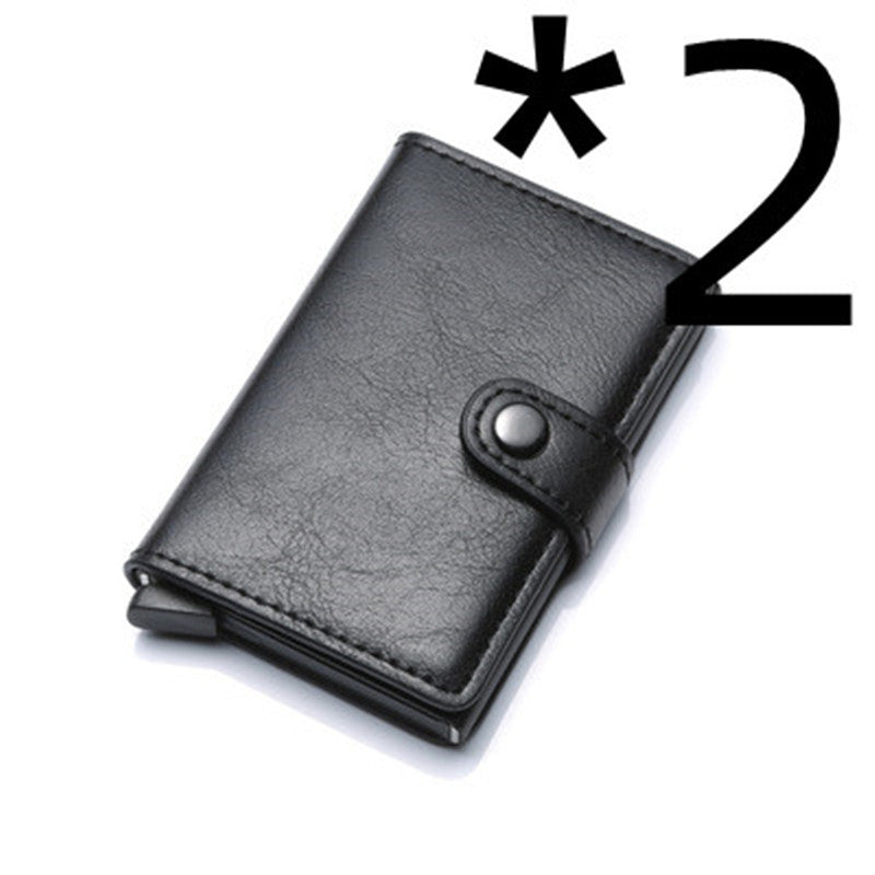 Anti-theft Men Vintage Wallet - Aluminum Metal Purse Leather Cover