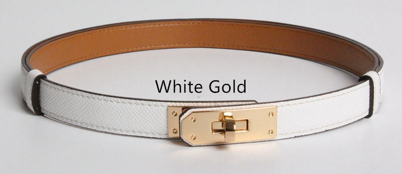 High Quality Women's Real Leather Belts – 1.8cm Width with Golden Buckle
