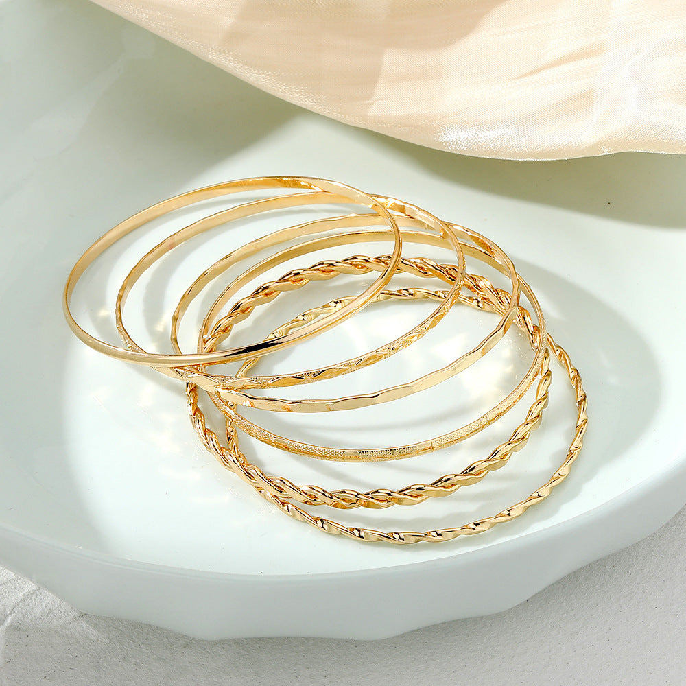 Bohemian Metal Chain Bracelet Set For Women - Geometric Gold Color Thick Link Chain  Bangle Female Fashion Jewelry