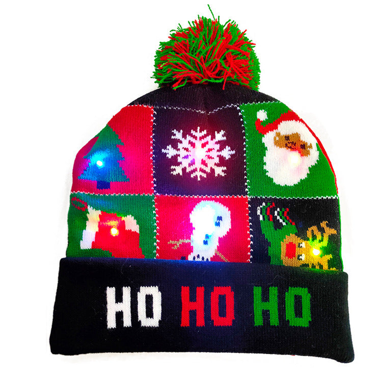 LED Christmas Sweater Beanie Christmas Light Up Knitted Hat - Christmas Gift  Kids Xmas New Year Decorations