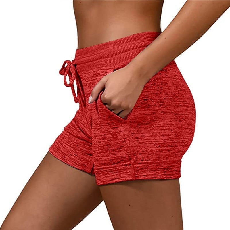 Women Stretchy Sports Shorts - Quick-dry Lace-up Short