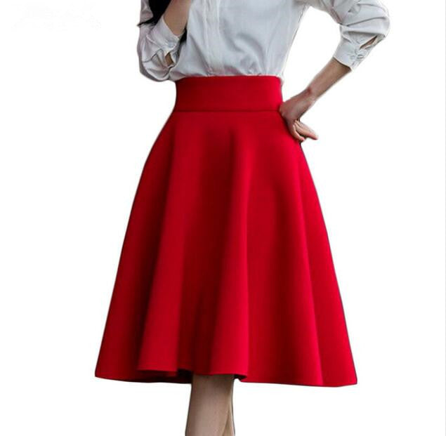 All-match Umbrella High Waist Mid-length Skirt