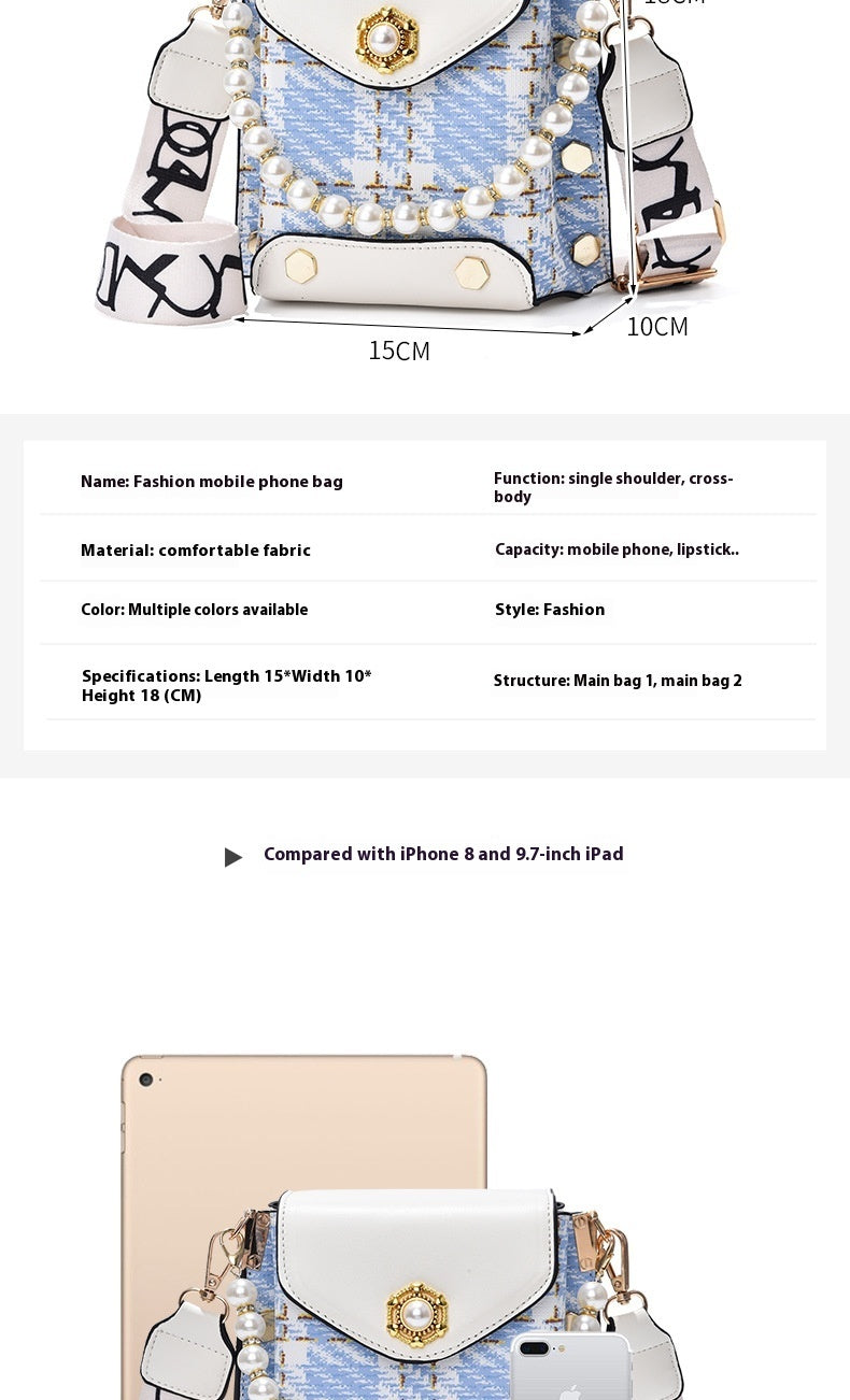 Women's Crossbody Bag --- Girl's Cute Princess Wallet Classic Shoulder Bag Summer Pearl Chain Phone Bag