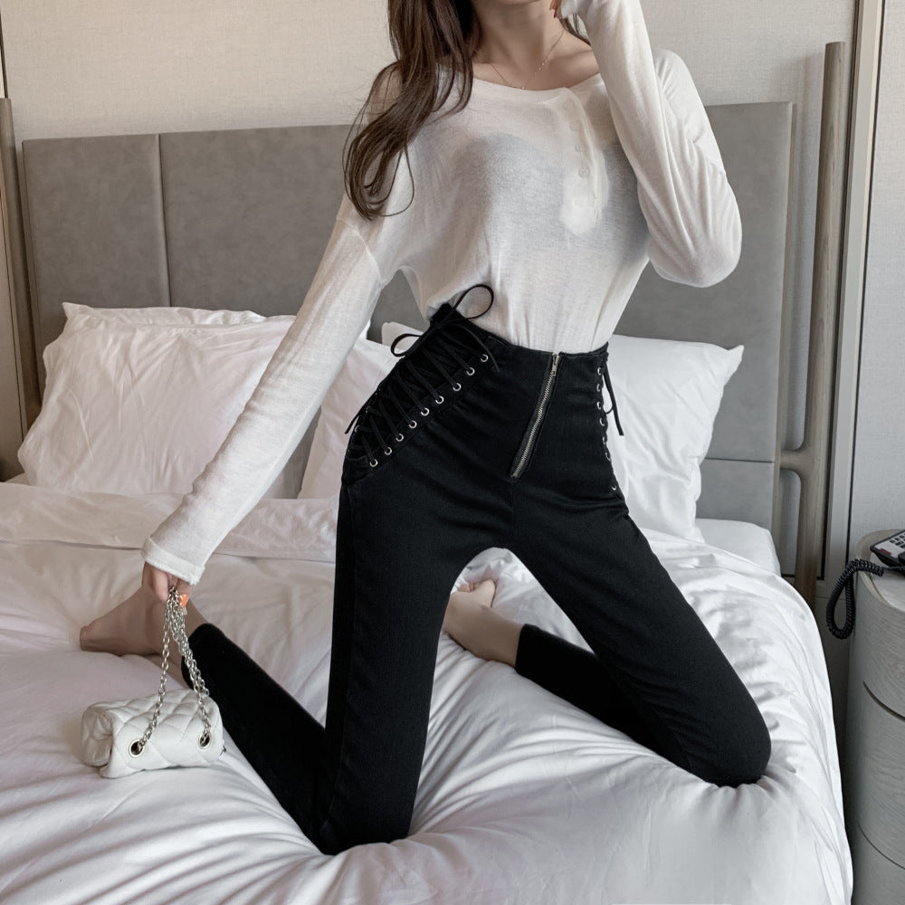 High Waist Skinny Cropped Pencil Jeans