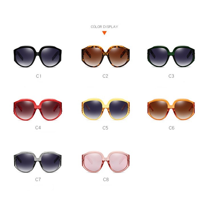 New Arrival Oversize Women Round Sun Glasses - Fashion Ladies Olive Frames Glasses