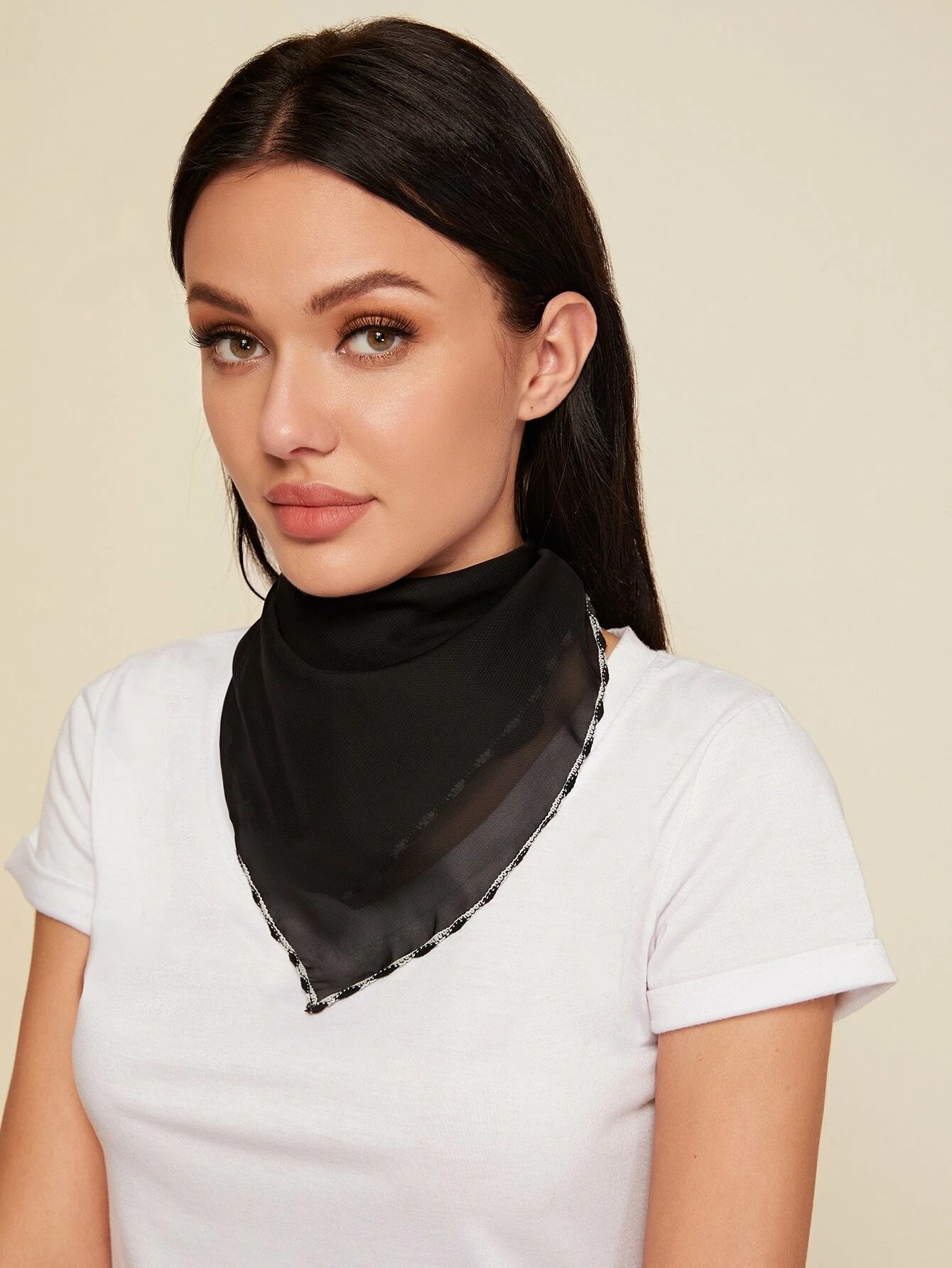 Hanging Ear Thin Face-covering Scarf - Triangle Veil Scarf