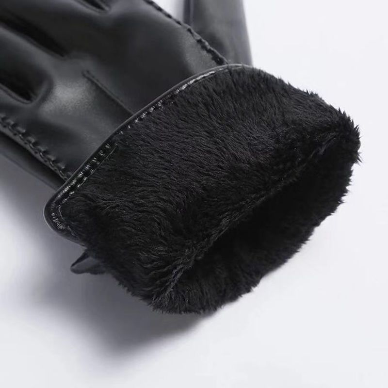 Lined Warm PU Leather Gloves