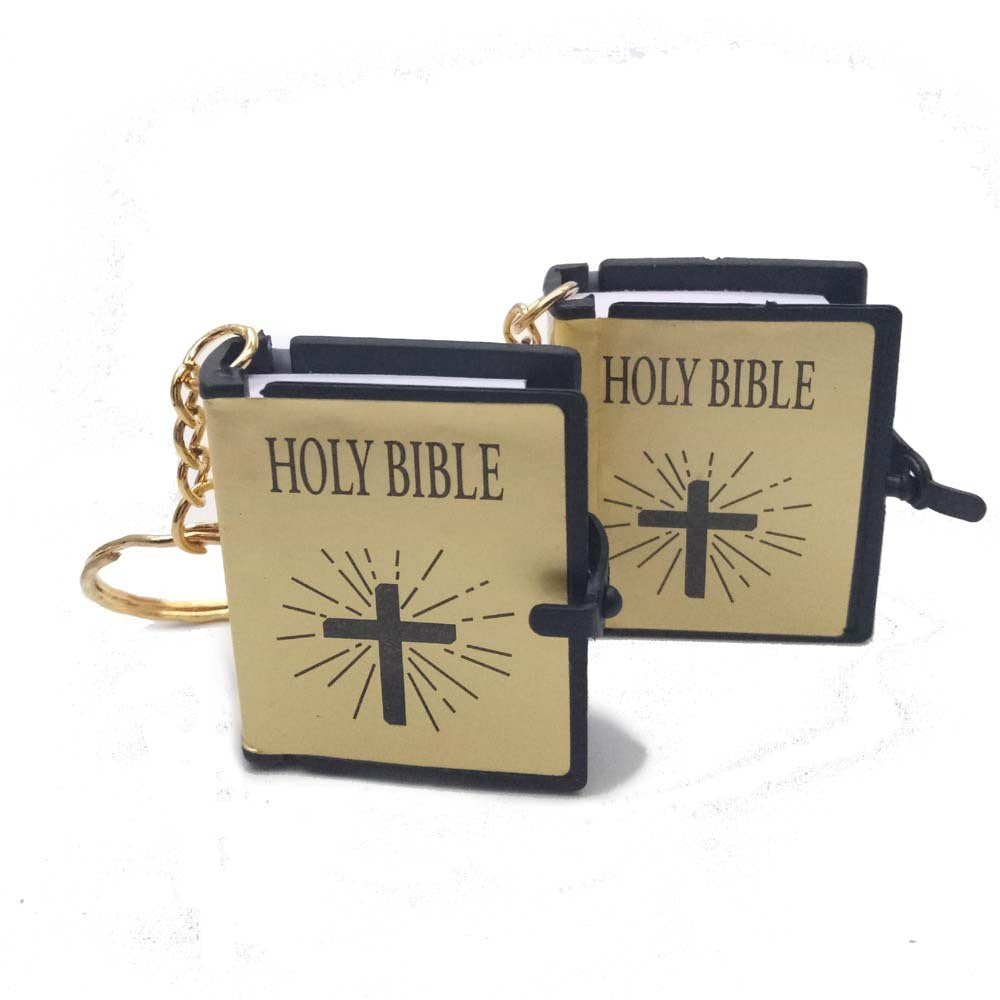 Mini English HOLY BIBLE Key Chains - Real Paper Readable Bible Christian Keyrings Bag Ornaments Religious Jewelry
