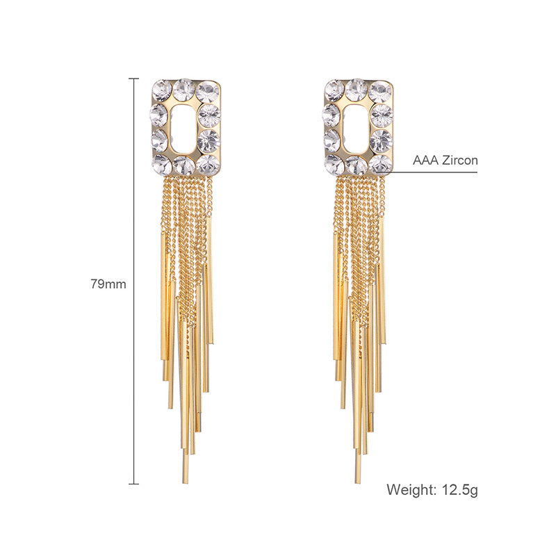Elegant Zircon Tassel Earrings