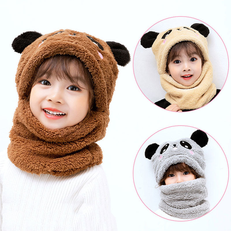 Winter One-Piece Head/Ear Panda Hat - Bib Protection  Hat