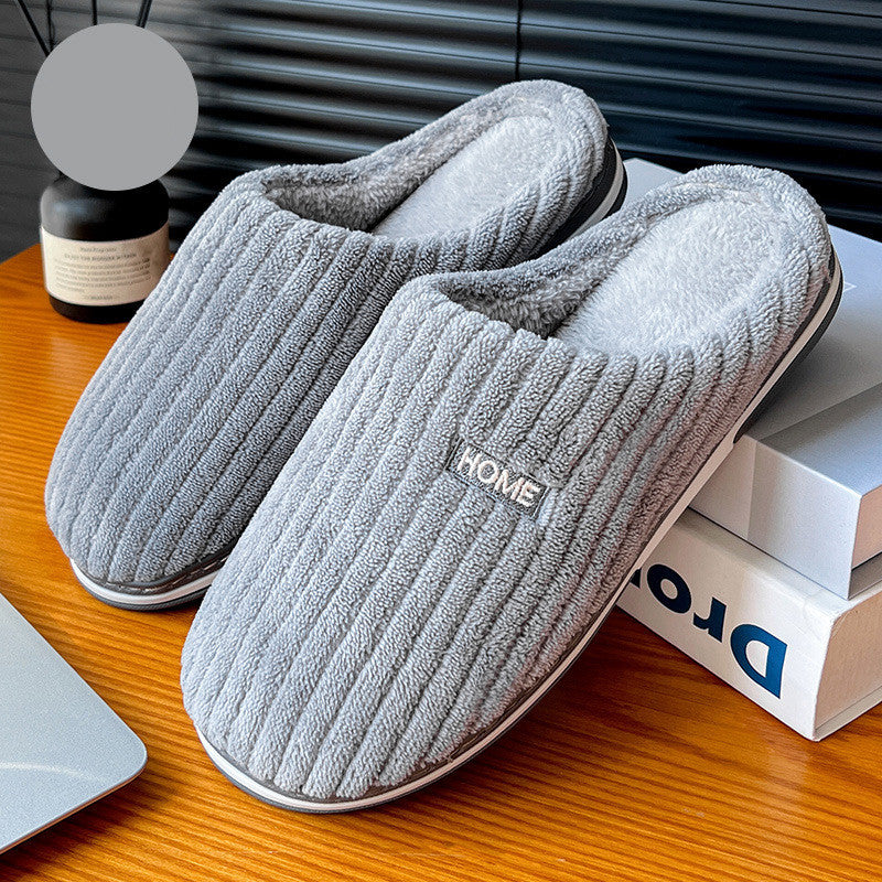 Solid Color Simple Cotton Slippers - Winter Non-slip Home Warm Plush Slippers, Household Indoor Couple Women's House Shoes