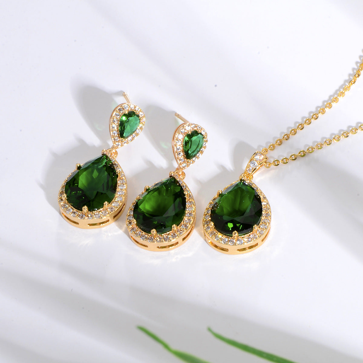 Luxury Bright Zircon Water Drops Wedding Jewelry Set - Bridal Wedding Jewelry Simple Graceful