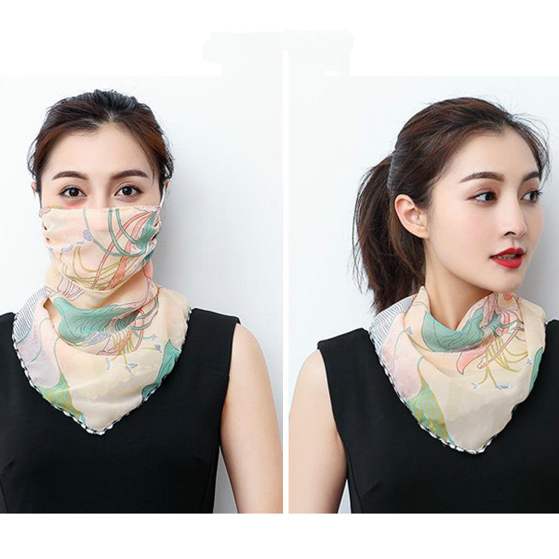 Hanging Ear Thin Face-covering Scarf - Triangle Veil Scarf