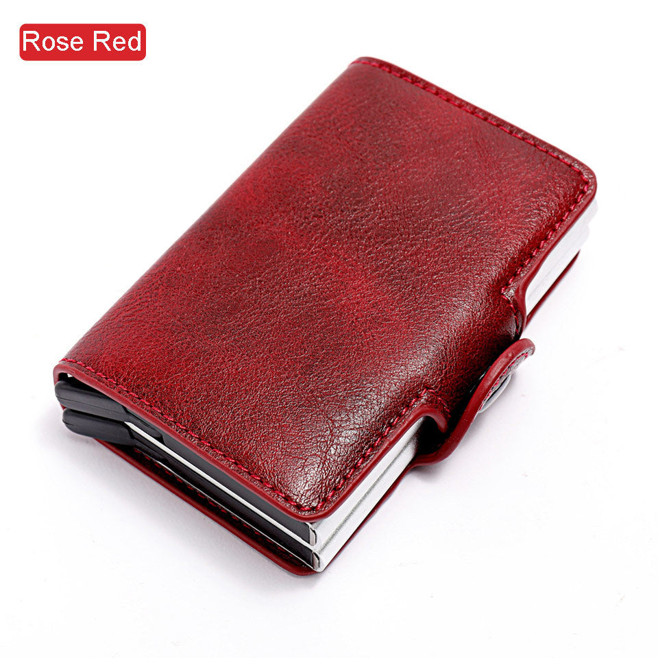 Horse Leather Men Mini Money Clip Credit Card ID Holder
