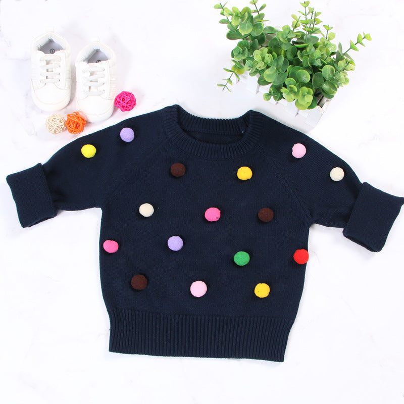 Kids Cardigan Winter Sweater - Balls Design Baby Knitted Cardigans Casual Toddler Boys Sweater Woolen Fleece Girls Sweater