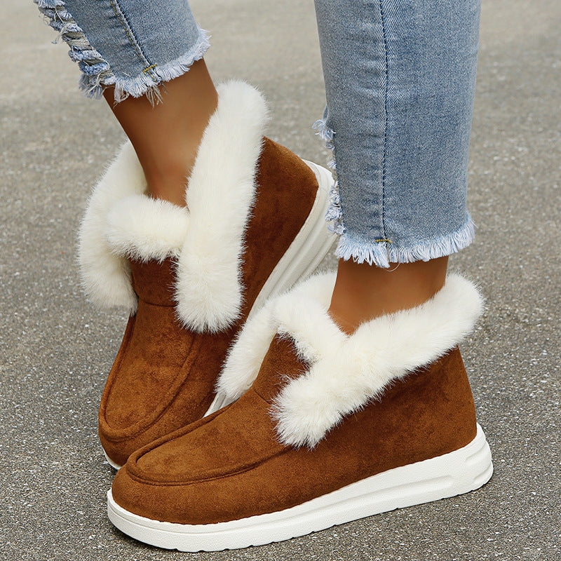 Snow Boots - Warm Winter Shoes, Plush Fur Ankle Boots Women