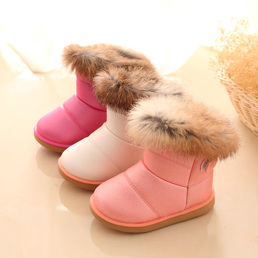 Cute Winter Warm Fur-Lined Kids Snow Boots