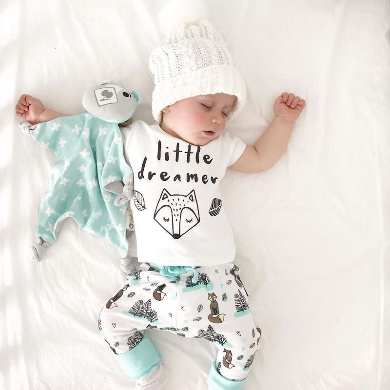 Adorable Newborn Baby Outfit Set – Soft, Stylish & Comfy!  Newborn Baby Clothes Set T-shirt Tops Pants Little Boys and Girls Outfits - JumoShop
