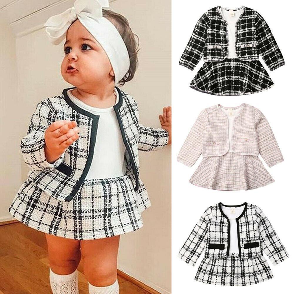 Elegant Baby Girl Two-Piece Dress Set – Adorable & Stylish for Every Occasion! Long-sleeved Dresses Two-piece Children's Baby Small Incense Wind Suit - JumoShop