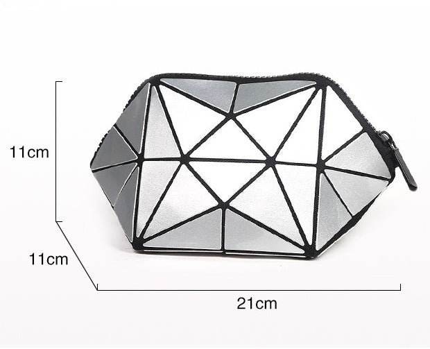 Fashion Geometric Cosmetic Bag For Women - Ladies Zipper Bag Organizer Makeup Cosmetics Lightweight Foldable Travel Make Up Bag