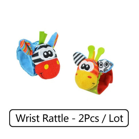 0-12 Months Soft Animal Rattle Baby Wrist Strap & Foot Sock Toy Set – Early Learning Plush Toy