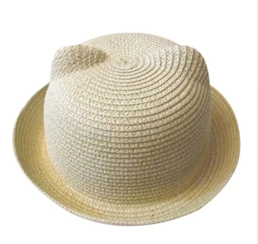 Cute Cat Ear Summer Hat -  Korean Style Straw Summer hat