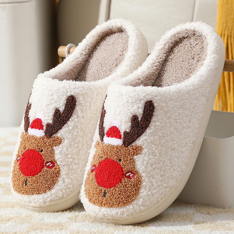 Christmas Shoes - Winter Home Slippers Elk Soft Cozy Bedroom Slipper Slip On House Shoes