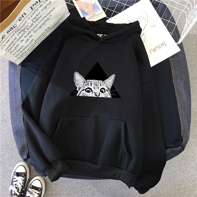 Cat Print Women Hoodie