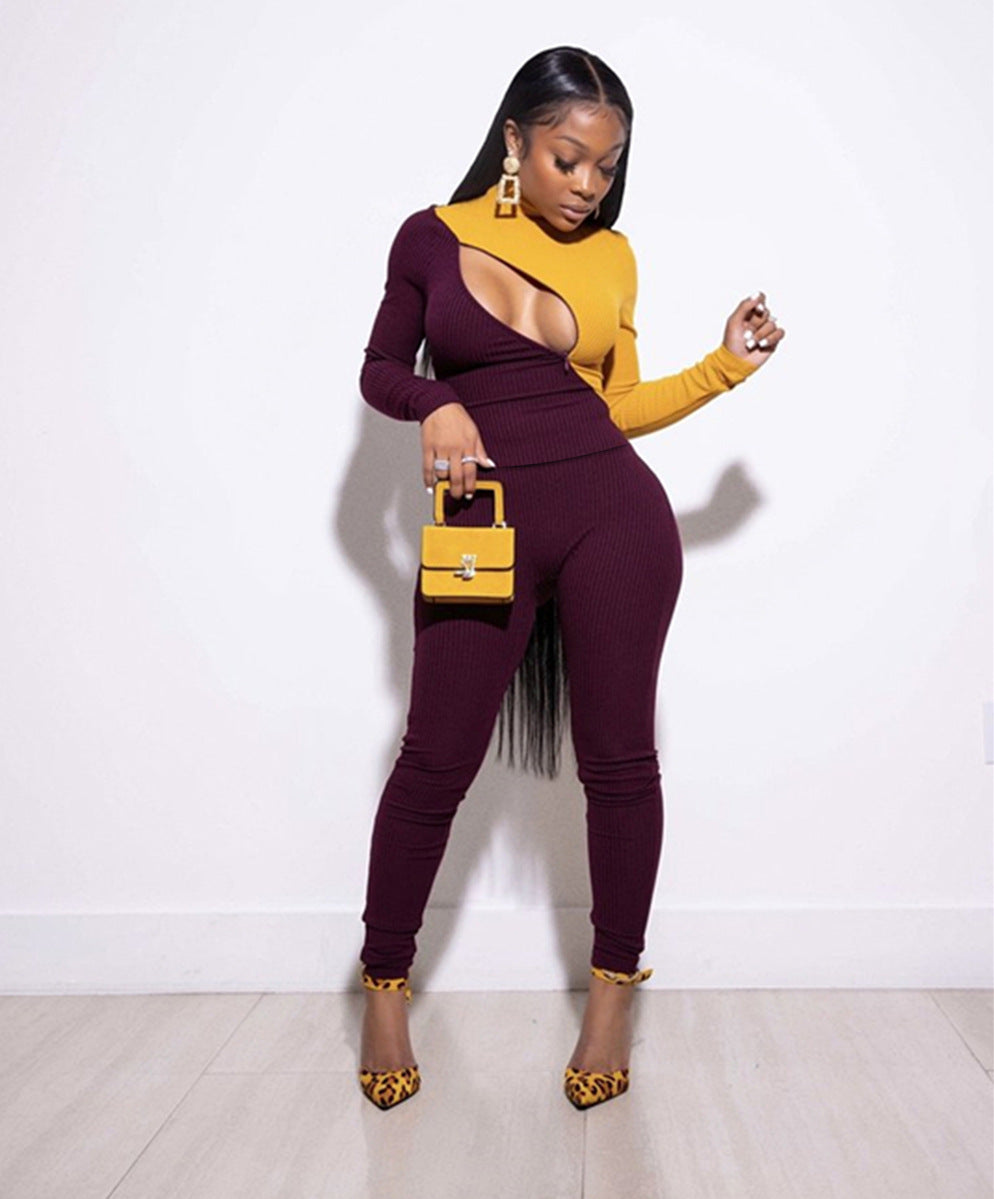 Colorblock Bodycon Jumpsuit