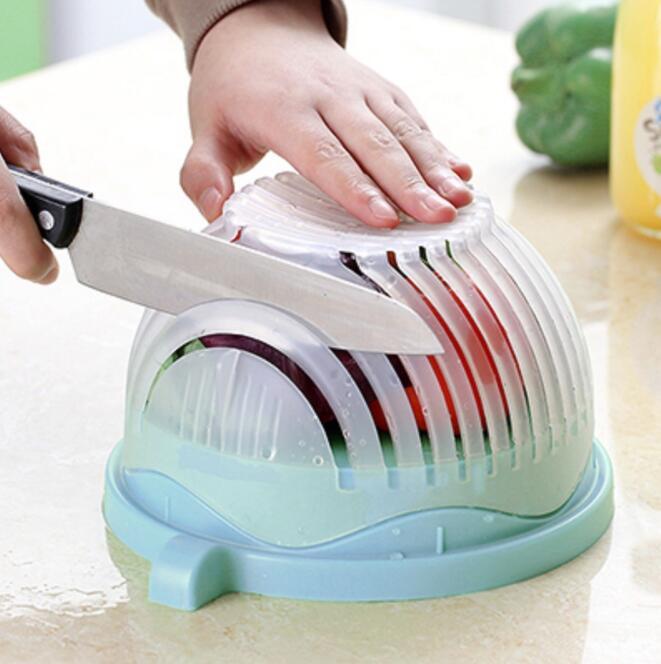 Creative 2-in-1 Salad Cutter Bowl – Fruit & Vegetable Chopper with Drain Basket! Salad Cutter, Fruit and Vegetable Cutter - JumoShop