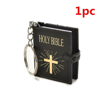 Mini English HOLY BIBLE Key Chains - Real Paper Readable Bible Christian Keyrings Bag Ornaments Religious Jewelry