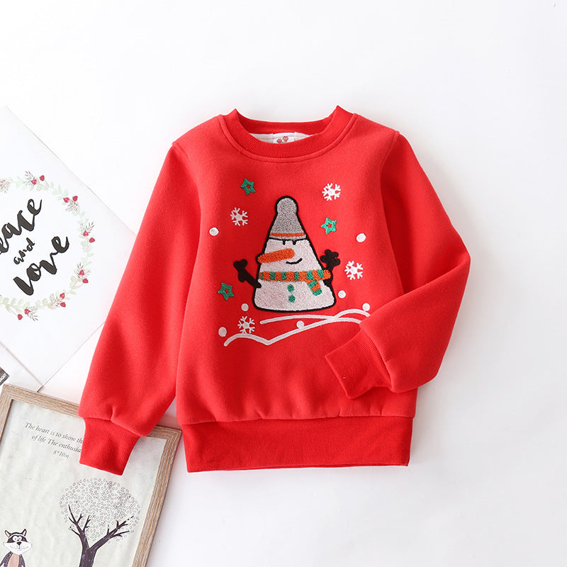 Christmas Snowman Velvet Padded Sweater