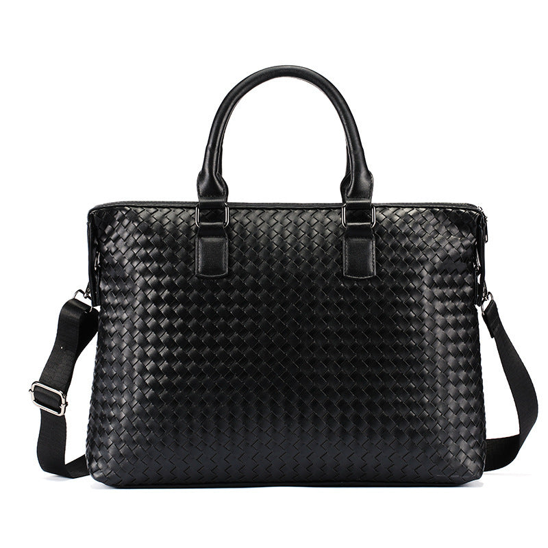 Men's Bag Leather Briefcase - Hand Woven Luxury Handbags Business Tote Bags For Men High Quality Laptop Handbags