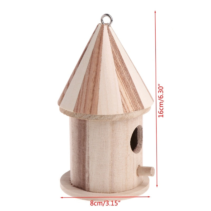 Rustic Handcrafted Wooden Outdoor Bird Nest – Pine Carved Hanging Birdhouse