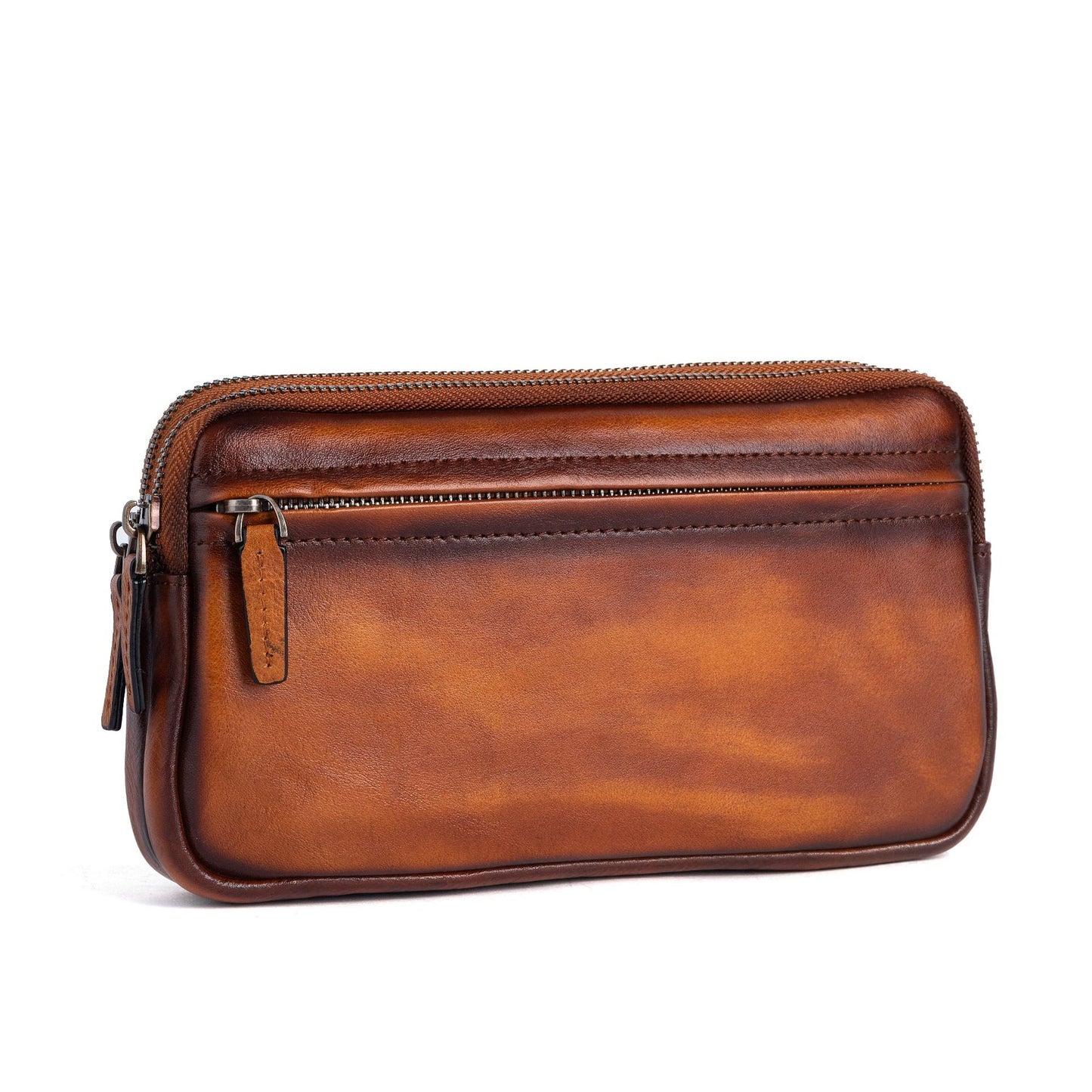 Cowhide Casual Men's Clutch - Vertical Model In Square Shape First Layer