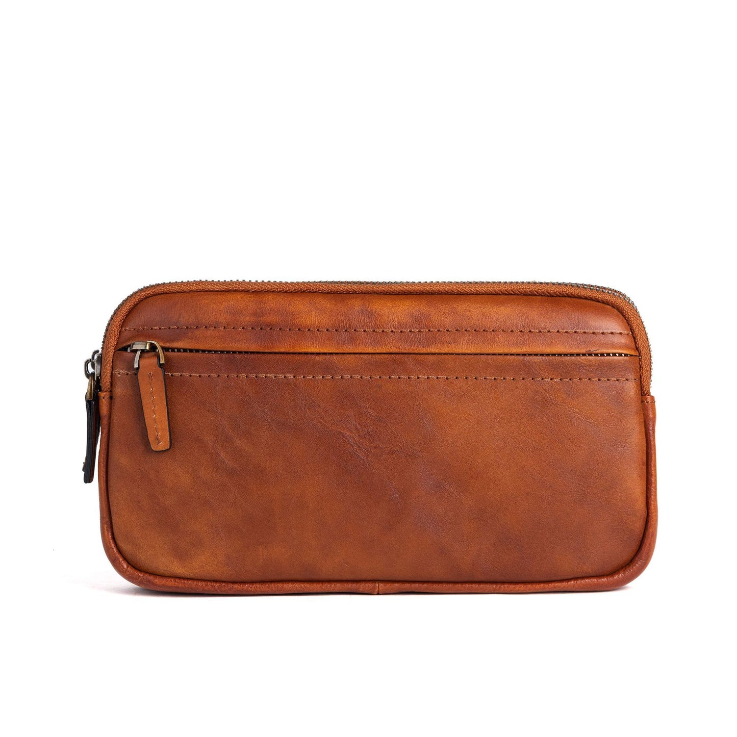 Cowhide Casual Men's Clutch - Vertical Model In Square Shape First Layer