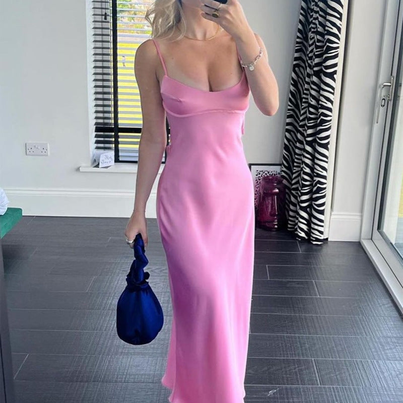 Camis Satin Long Dresses - Sexy Casual Backless Summer Dresses