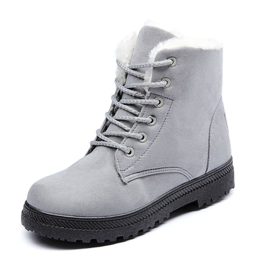 Women Snow Boots - Flat With Large Size Casual Cotton Shoes, Trend Women Vulcanized Shoes Artificial Plush