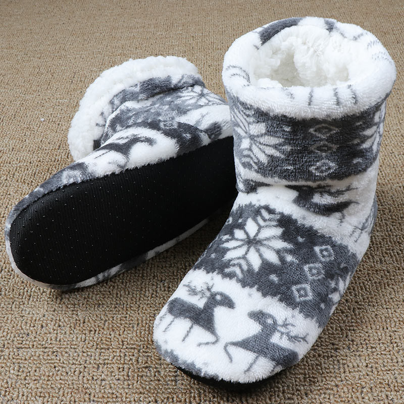 Christmas Elk Floor Shoes - Indoor Socks Shoes, Warm Plush House Slippers