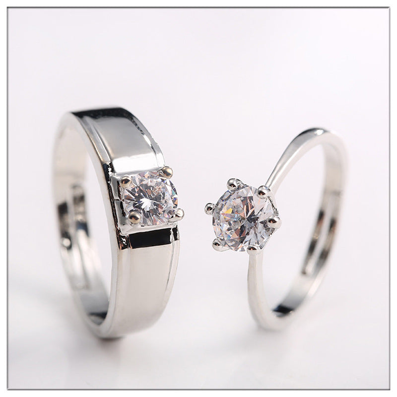 Couple Diamond Wedding & Engagement Ring - Simulation Women's Ring Moissanite  Couple Rings SATINE